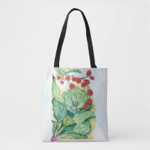 Rhubarb und Himbeeren Tote Tasche