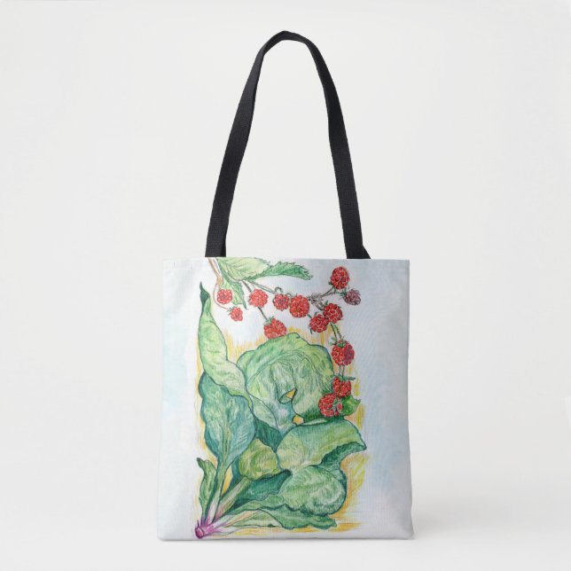 Rhubarb und Himbeeren Tote Tasche (Vorderseite)