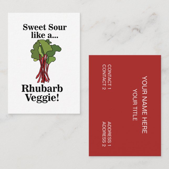 Rhubarb Veggie Funny Food Visitenkarte (Vorne/Hinten)