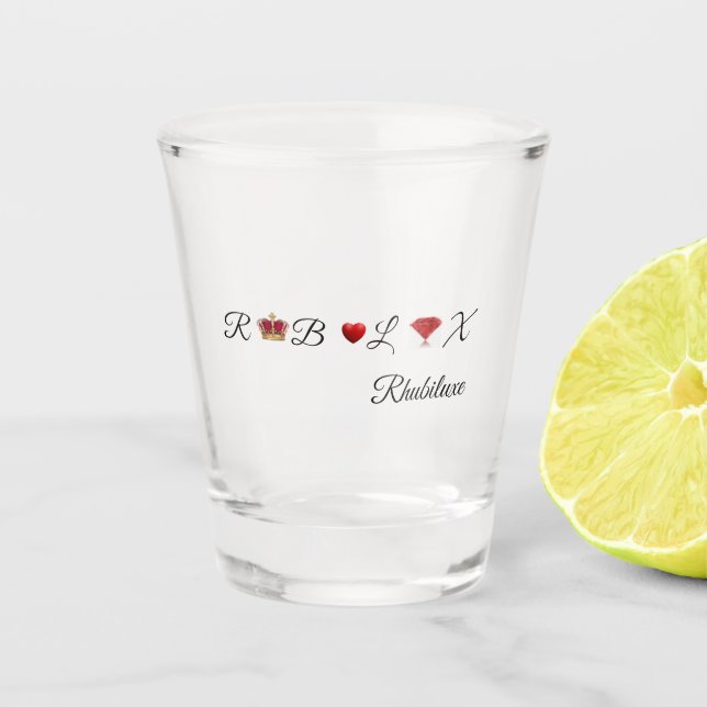 Rhubiluxe Schnapsglas (Vorderseite)