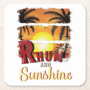 Rhum und Sunshine Rechteckiger Pappuntersetzer
