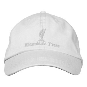 Rhumbline Presse-Hut im Weiß Bestickte Baseballkappe