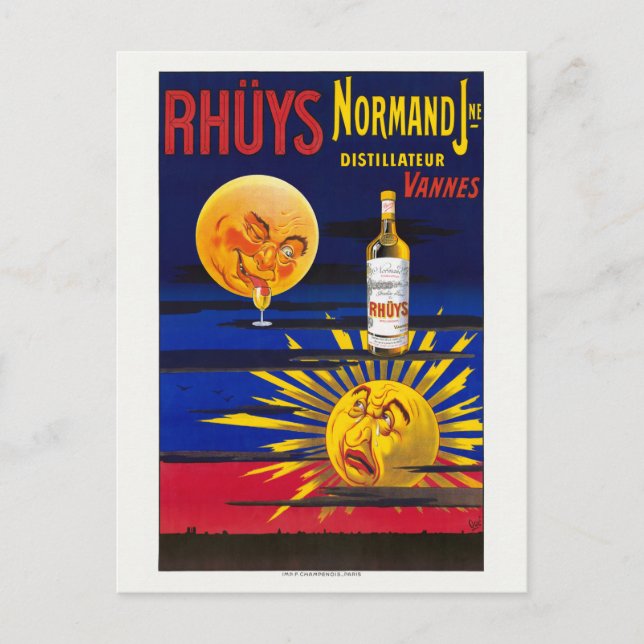 Rhüys Normand France Vintage Poster 1910 Postkarte (Vorderseite)