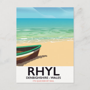 Rhyl Denbighshire Wales vintage Eisenbahnposter Postkarte