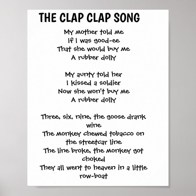 RHYME SONG CLAP CLAP POSTER (Vorne)