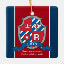 Rhys-Name bedeutet Wappen Adlerroter Brauch Keramikornament