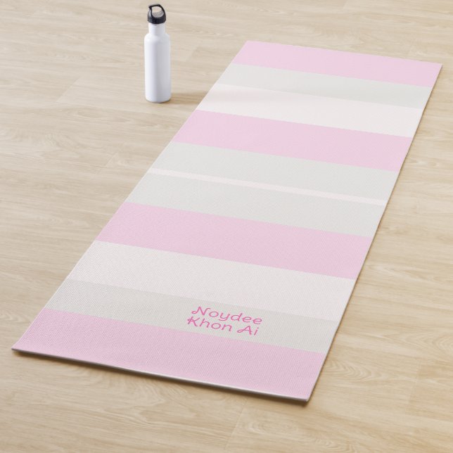Rhythm Stripes Horizontal Lines Grey Pink White Yogamatte (Beispiel)
