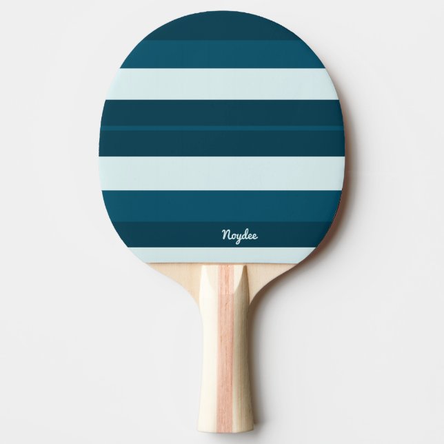 Rhythm Stripes Horizontal Lines Sea Blue White Tischtennis Schläger (Vorderseite)