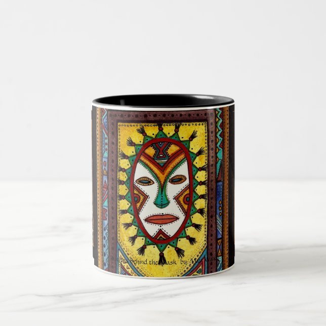 Rhythmen hinter der Maske Zweifarbige Tasse (Mittel)