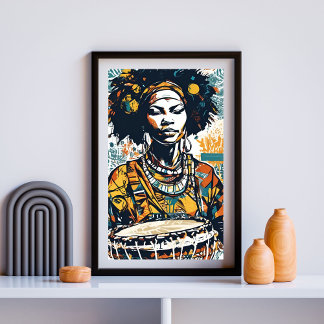 Rhythmen ihrer Wurzeln - Afrozentrisches Trommel & Poster