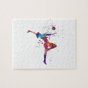 Rhythmic gymnastics in watercolor puzzle