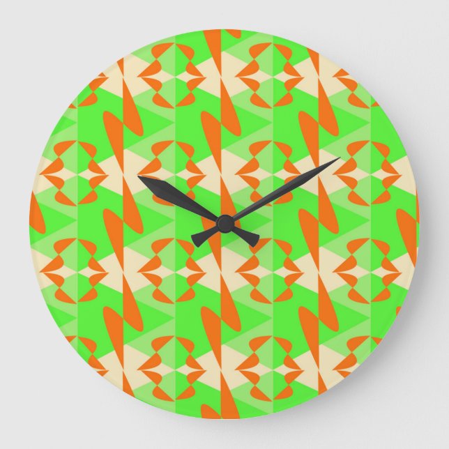 Rhythmic Orange Große Wanduhr (Vorderseite)