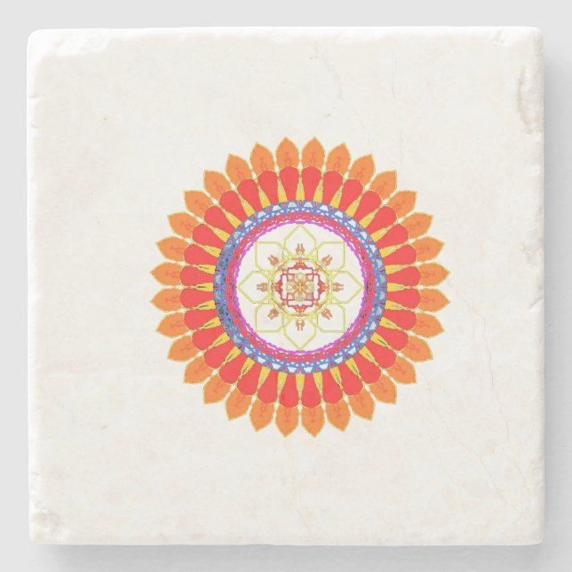 Rhythmische Euphorie-Mandala  Steinuntersetzer (Vorderseite)