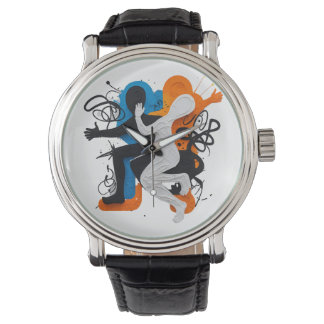 Rhythmische Fusion: Tanz der Schatten und Farben Armbanduhr