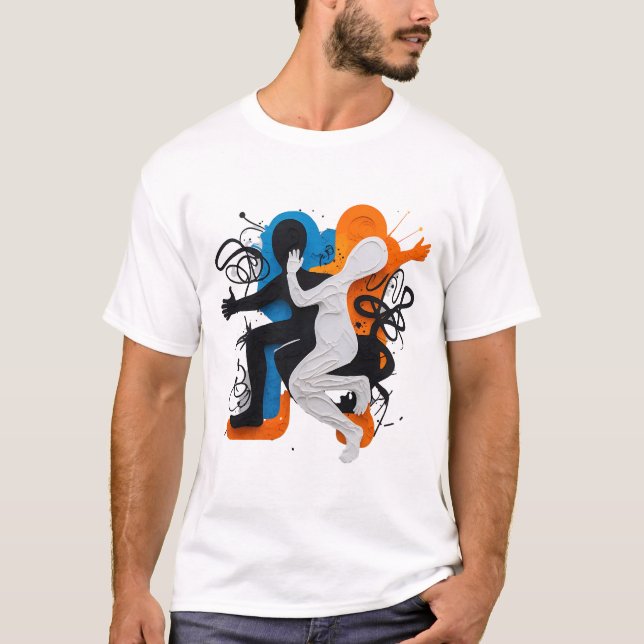 Rhythmische Fusion: Tanz der Schatten und Farben T-Shirt (Vorderseite)