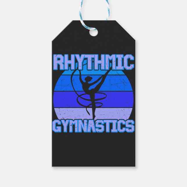 Rhythmische Gymnastik in Blau gestört / Lila Geschenkanhänger (Vorderseite)