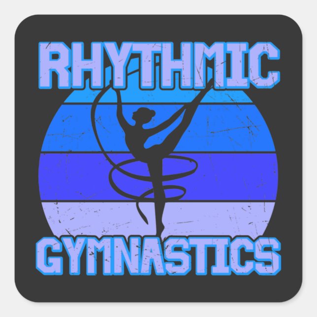 Rhythmische Gymnastik in Blau gestört / Lila Quadratischer Aufkleber (Vorderseite)
