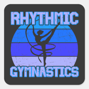Rhythmische Gymnastik in Blau gestört / Lila Quadratischer Aufkleber