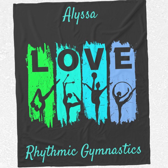 Rhythmische Gymnastik Liebe in Green und Aqua Fleecedecke (Von Creator hochgeladen)