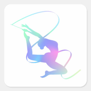 Rhythmische Gymnastik mit Band Quadratischer Aufkleber