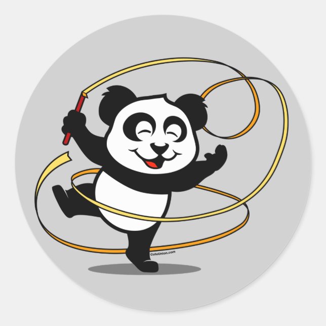 Rhythmische Gymnastik Panda Runder Aufkleber (Vorderseite)