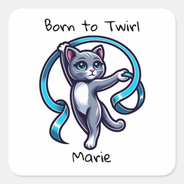 Rhythmische Gymnastik Ribbon Twirl Quadratischer Aufkleber (Vorderseite)