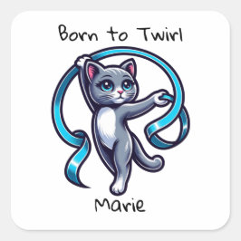 Rhythmische Gymnastik Ribbon Twirl Quadratischer Aufkleber