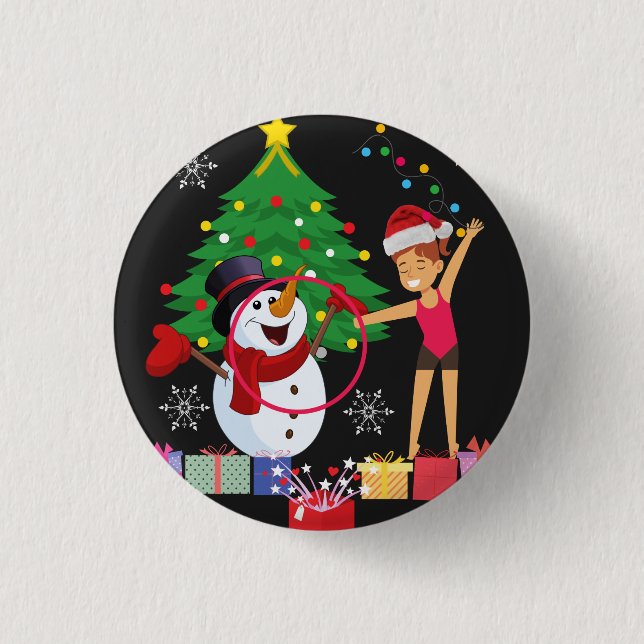 Rhythmische Gymnastik Weihnachtsfeier Button (Vorderseite)