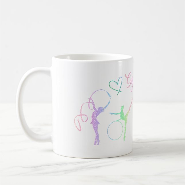 Rhythmischer Gymnastischer Regenbogen-Glitzer Zwei Kaffeetasse (Links)