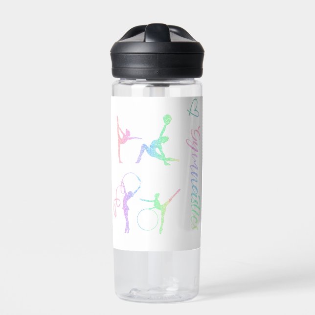 Rhythmischer Gymnastischer Regenbogen-Glitzer Zwei Trinkflasche (Vorderseite)