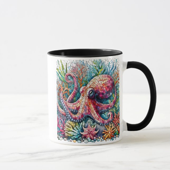 Rhythmischer Oktopus Jamming auf Trommeln Tasse (Rechts)