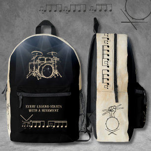Rhythmischer Schwarz-Braun-Trommler-Rucksack Bedruckter Rucksack