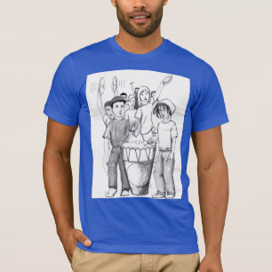 Rhythms Drum Dancing People Grayscale Illustration T-Shirt