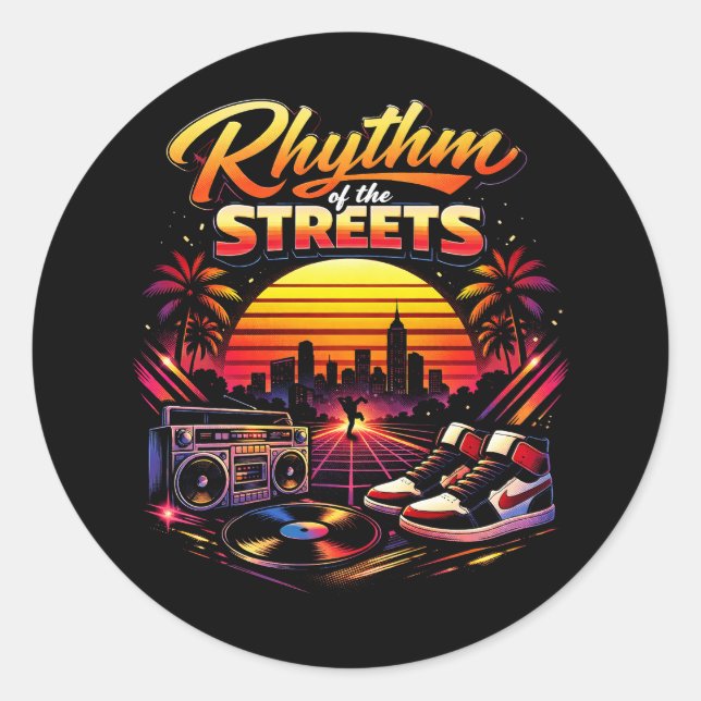 Rhythmus der Straßen Runder Aufkleber (Vorderseite)