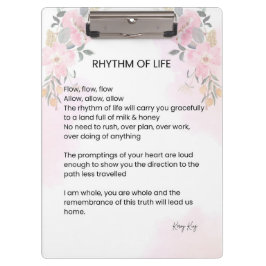Rhythmus des Lebens - Hoffnung gefüllt Gedicht Klemmbrett