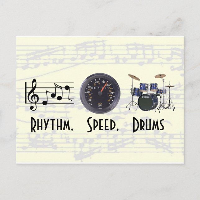 Rhythmus, Geschwindigkeit, Trommeln Postkarte (Vorderseite)