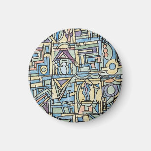 Rhythmus in Blau - Handgemalte abstrakte Kunst Magnet