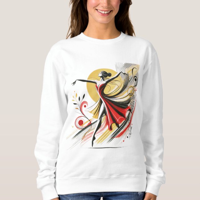 "Rhythmus in Motion - Dancing Girl Melody Design Sweatshirt (Vorderseite)