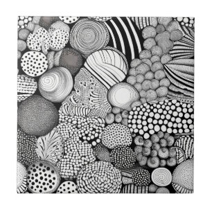 Rhythmus in Schwarz und Weiß – Abstrakte Monochrom Fliese