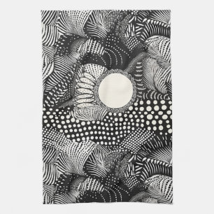 Rhythmus in Schwarz und Weiß – Abstrakte Monochrom Geschirrtuch