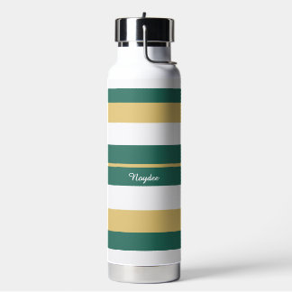 Rhythmus Streifen Linien Grün Gold Weiß Trinkflasche