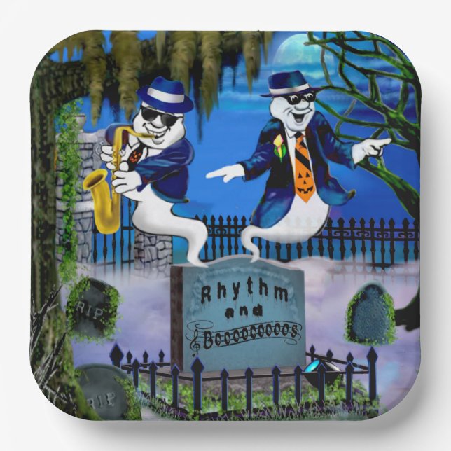 RHYTHMUS UND BUHOS PAPPTELLER (Vorderseite)