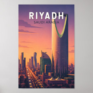 Riad Saudi-Arabien Illustration Reise Kunst Retro Poster