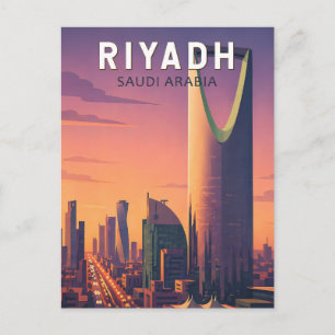 Riad Saudi-Arabien Illustration Reise Kunst Retro Postkarte