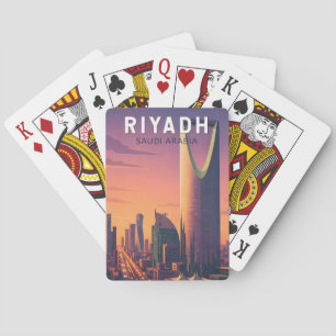 Riad Saudi-Arabien Illustration Reise Kunst Retro Spielkarten