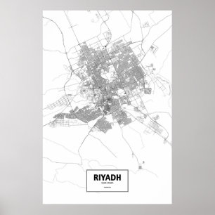 Riad, Saudi-Arabien (Schwarzes auf Weiß) Poster