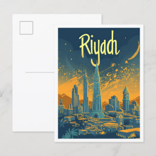 Riad Saudi-Arabien Vintage-Kunst Reise Postkarte