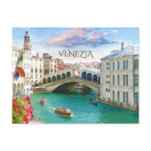 Rialto Bridge in Venice Venezia, Italy Postcard