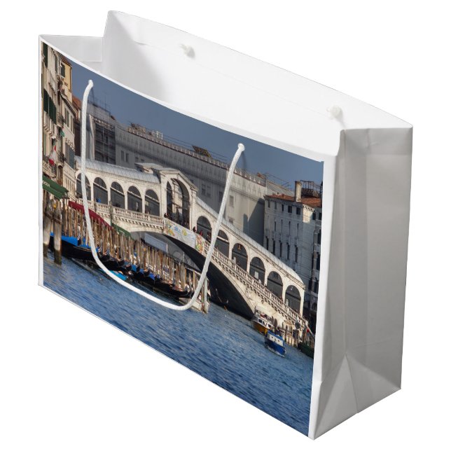 Rialto Bridge Venice Italien Große Geschenktüte (Vorderseite Schrägansicht)