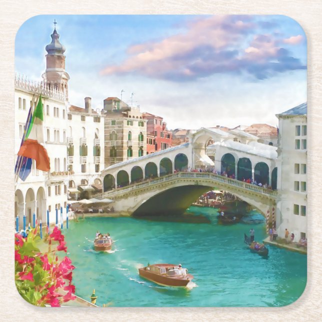 Rialto-Brücke in Venezia | Untersetzer Venedig, It (Vorderseite)